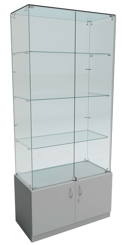 Витрина Истра №5 прямоугольная (задняя стенка - стекло), Серый