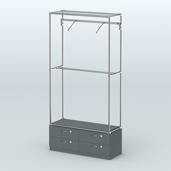 Торговая система ХРОМ без ДСП 1200 мм №4-2 с тумбой Т-14 и поручнями, Темно-Серый