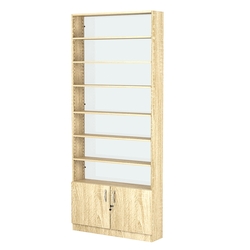 Стеллаж из ДСП с 6-ю полками 200x900 мм серии LEVEL-6 №10-1 (З/C - СТЕКЛО), Дуб Сонома