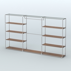 Торговая система ХРОМ без ДСП 3600 мм с полками ДСП и поручнями №1, Орех