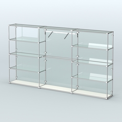 Торговая система ХРОМ (задняя стенка - стекло) 3600 мм с прозрачными полками и поручнями №9, Белый