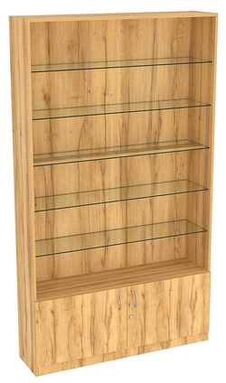 Витрина СЭСП-О №1-1-300 (З/C - ДВП) со стеклянными полками, Дуб Золотистый