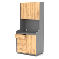 Офисная мини-кухня ЭЛЕГИЯ №4, Темно-серый и Дуб Золотистый