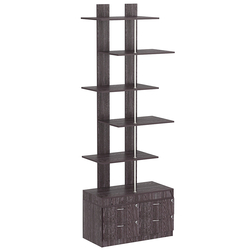 Стеллаж серии КУБ №5 с четырьмя полками и узкими ящиками, Ясень Анкор темный - U31105