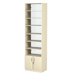 Стеллаж из ДСП с 6-ю полками 350x600 мм серии LEVEL-6 №6-1 (З/C - СТЕКЛО), Крем Вайс