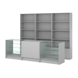 Комплект стеллажей ЭК-03 и прилавков ЭК-4, Серый