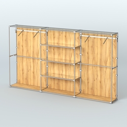 Торговая система ХРОМ (задняя стенка - ДСП) 3600 мм с зеркальными полками и поручнями №10, Дуб Золотистый