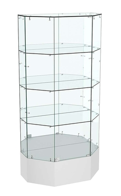 Стеклянная витрина Истра Трапеция зеркальная на подиуме №811, Серый