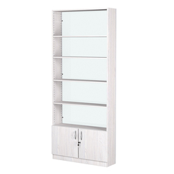 Стеллаж из ДСП с 4-мя полками 250x900 мм серии LEVEL-4 №11-1 (З/C - СТЕКЛО), Ясень Анкор светлый