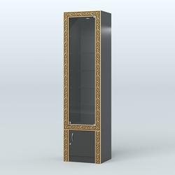 Витрина с декором и пятью прозрачными полками №ВБА-502, Черный