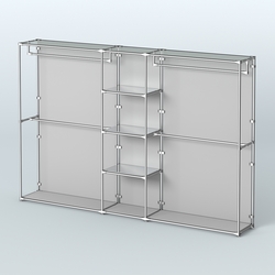 Торговая система ХРОМ (задняя стенка - ДСП) 3600 мм с зеркальными полками и поручнями №4, Серый