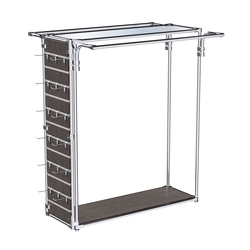 Хромированный стенд-вешало ETD-11 №1-4 (торец-ЭП) с полкой Зеркало 4мм, Дуб Венге