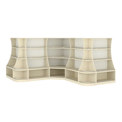 Угловой низкий стеллаж ГАРАНТ №4-О с ограничителями, Крем Вайс + Белый