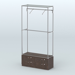 Торговая система ХРОМ без ДСП 1200 мм №4-2 с тумбой Т-14 и поручнями, Дуб Венге