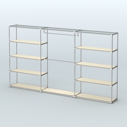 Торговая система ХРОМ без ДСП 3600 мм с полками ДСП и поручнями №1, Крем Вайс