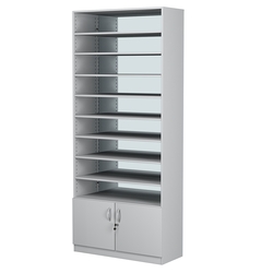 Стеллаж из ДСП с 8-ю полками 350x900 мм серии LEVEL-8 №13-2 (З/C - ЗЕРКАЛО), Серый