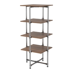 Хромированный стенд Прогресс №2-4 (с полками ДСП 16мм), Орех