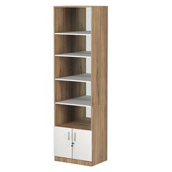 Стеллаж из ДСП с 4-мя полками 400x600 мм серии LEVEL-4 №7-2 (З/C - ЗЕРКАЛО), Дуб Канзас коричневый + Белый