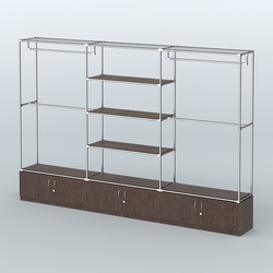 Торговая система ХРОМ без ДСП 3600 мм с тумбами Т21, полками ДСП и поручнями №2, Дуб Венге