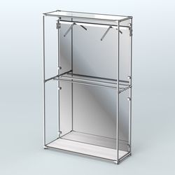 Торговая система ХРОМ (задняя стенка - зеркало) 1200 мм с поручнями №4, Ясень Анкор светлый