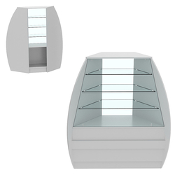 Торговый прилавок со стеклом серии БРИЗ №3 угловой (внешний угол), Серый