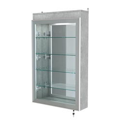 Витрина настенная №2-4А зеркальная с четырьмя полками и подсветкой серии Collecto, Метрополитан Грей