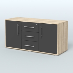 Тумба стационарная для оргтехники, цвет темный дуб, Дуб Сонома + Черный