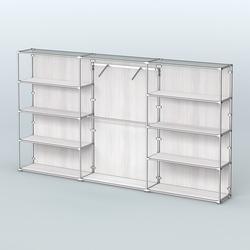 Торговая система ХРОМ (задняя стенка - ДСП) 3600 мм с полками ДСП и поручнями №9, Ясень Анкор светлый