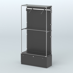 Торговая система ХРОМ (задняя стенка - ДСП) 1200 мм №4-1 с тумбой Т-11 и поручнями, Черный