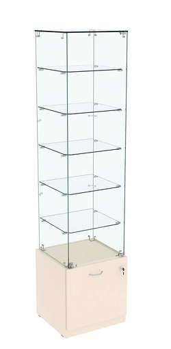 Витрина Кристалл №506 стаканчик (задняя стенка - стекло), Крем Вайс