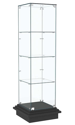 Витрина с тремя квадратными полками из стекла ЗИККУРАТ №1, Черный