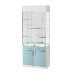 Витрина ювелирная "Диаманд" №13, ЛДСП белый + МДФ голубой