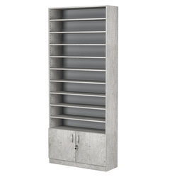 Стеллаж из ДСП с 10-ю полками 300x900 мм серии LEVEL-10 №12 (З/C - ДВП), Метрополитан Грей