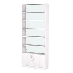 Стеллаж из ДСП с 5-ю полками 250x900 мм серии LEVEL-5 №11-1 (З/C - СТЕКЛО), Ясень Анкор светлый