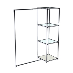 Хромированное вешало ЛИНИЯ №1-1 с полками стекло 6 мм, Белый