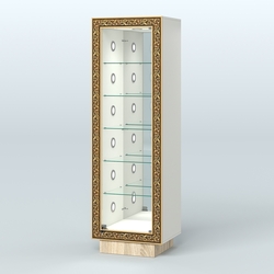 Низкая пристенная витрина с декором НБА-503С, Белый + Дуб Сонома