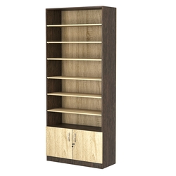 Стеллаж из ДСП с 6-ю полками 400x900 мм серии LEVEL-6 №14 (З/C - ДВП), Дуб Венге + Дуб Сонома