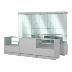 Комплект стеклянных витрин ИС-03 и прилавков ЭК-3, Серый