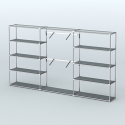 Торговая система ХРОМ без ДСП 3600 мм с полками ДСП и поручнями №6, Темно-Серый