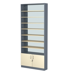 Стеллаж из ДСП с 7-ю полками 200x900 мм серии LEVEL-7 №10-2 (З/C - ЗЕРКАЛО), Темно-серый + Крем Вайс