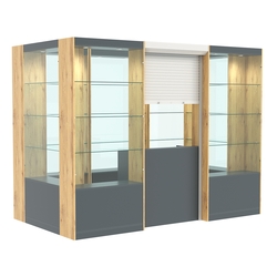 Островной павильон №5-3П (4,05 кв.м), Темно-серый и Дуб Золотистый