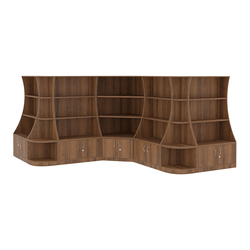 Угловой низкий стеллаж ГАРАНТ №4, Орех