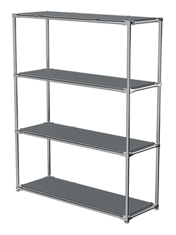 Торговый хромированный стеллаж с полками ДСП №7, Темно-Серый
