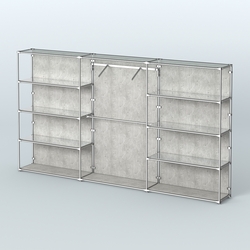 Торговая система ХРОМ (задняя стенка - ДСП) 3600 мм с зеркальными полками и поручнями №9, Метрополитан Грей