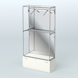 Торговая система ХРОМ (задняя стенка - зеркало) 1200 мм №4-1 с тумбой Т-11 и поручнями, Белый