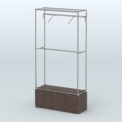 Торговая система ХРОМ без ДСП 1200 мм №4-1 с тумбой Т-11 и поручнями, Дуб Венге