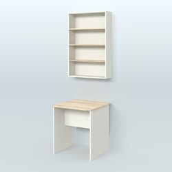 Распаковочный квадратный стол с антресолью для аптеки Р-01, Белый + Дуб Сонома