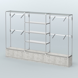 Торговая система ХРОМ без ДСП 3600 мм с тумбами Т11, зеркальными полками и поручнями №3, Метрополитан Грей