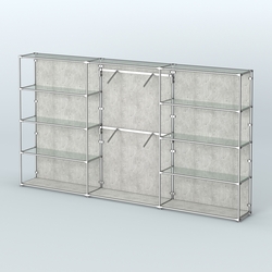 Торговая система ХРОМ (задняя стенка - ДСП) 3600 мм с прозрачными полками и поручнями №6, Метрополитан Грей