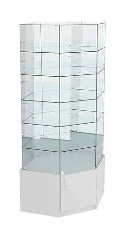 Витрина "Истра" угловая №9220, шестигранная (З.С-зеркало), без дверей, Серый